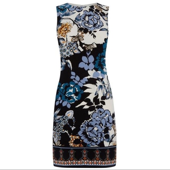 🦋Warehouse Blue Floral Border Shift Dress🦋 - Picture 2 of 4